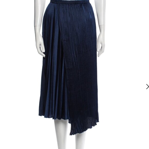 VINCE MIXED PLEAT WRAP MIDI SKIRT in Hydra (Blue), size large - Picture 3 of 3